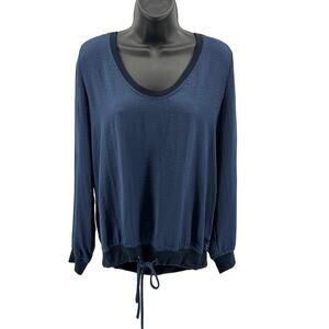 Harlowe & Graham Blouse WMNS S  Blue Adjustable Hem Long Sleeve Casual Top